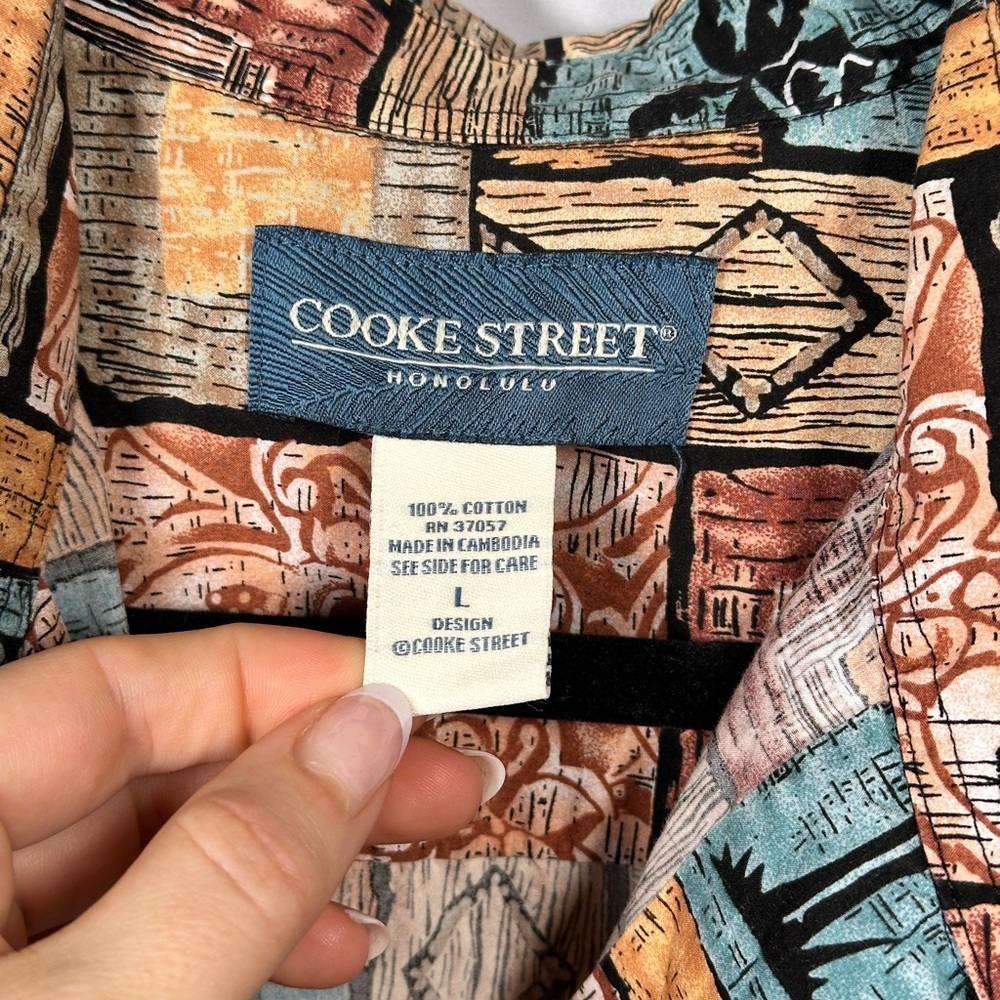Cooke Street tropical cotton relaxed patchwork palm aloha shirt L multicolor - Picture 4 of 10